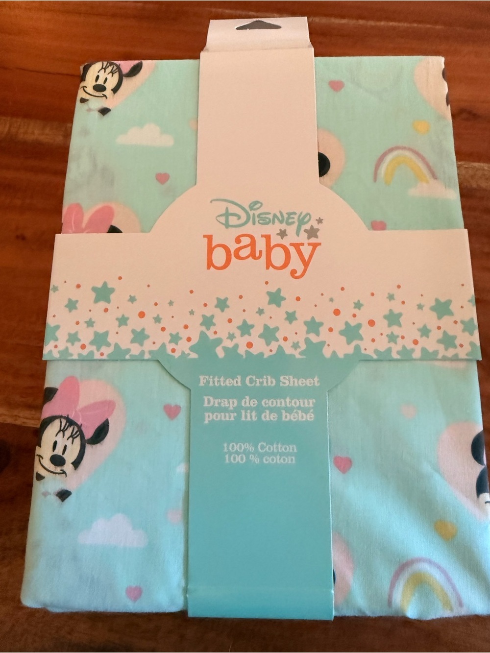 Disney Baby Baby Blue Minnie Mouse Rainbow Fitted Crib Sheet